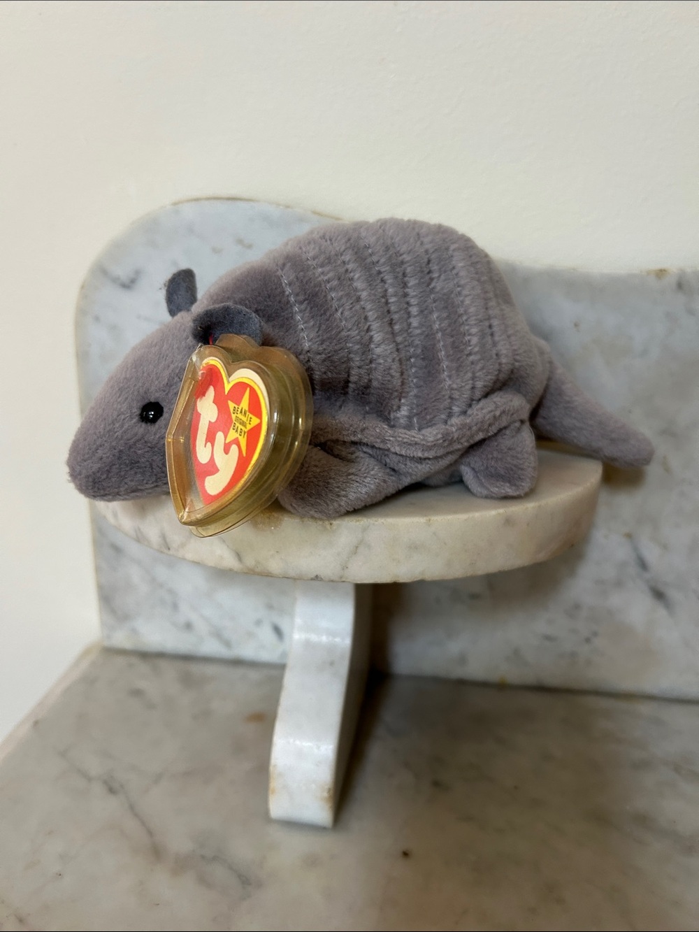 Ty “Tank” Plush Armadillo –  Gray Beanie MPN 4031 Swing Tag & Protector 1995